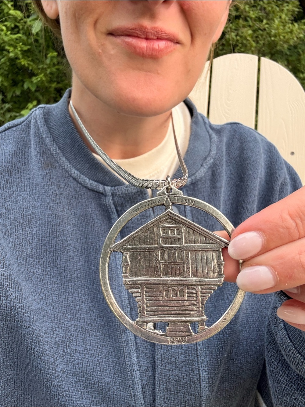 Large pewter House Pendant Necklace - Statement Charm